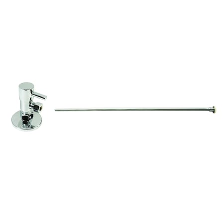 Westbrass Brass Toilet Kit 1/4-Turn Round Angle Stop 1/2" Copper x 3/8" Comp in Polished Nickel D105QRT-05